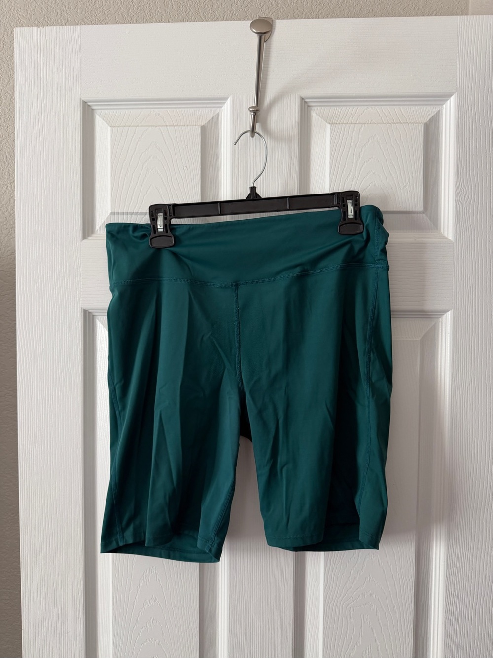 High-Rise Teal Women's Bike Shorts with Wide Waistband
